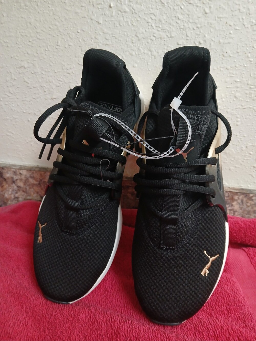NWT Puma Woman's Black Athletic with Gold Accents, SOFTRIDE Runnig Shoes - Picture 3 of 9